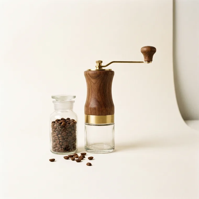 Hand grinder and beans